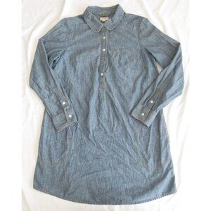 Lands' End Canvas Chambray Shirt Dress Blue Heritage Preppy Popover (WB519)
